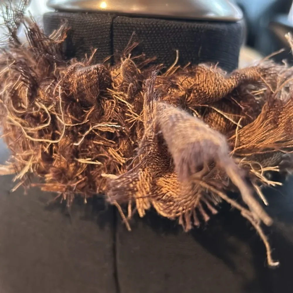 Handcrafted stretch raw edge animal print raw edge headband hatband mix browns